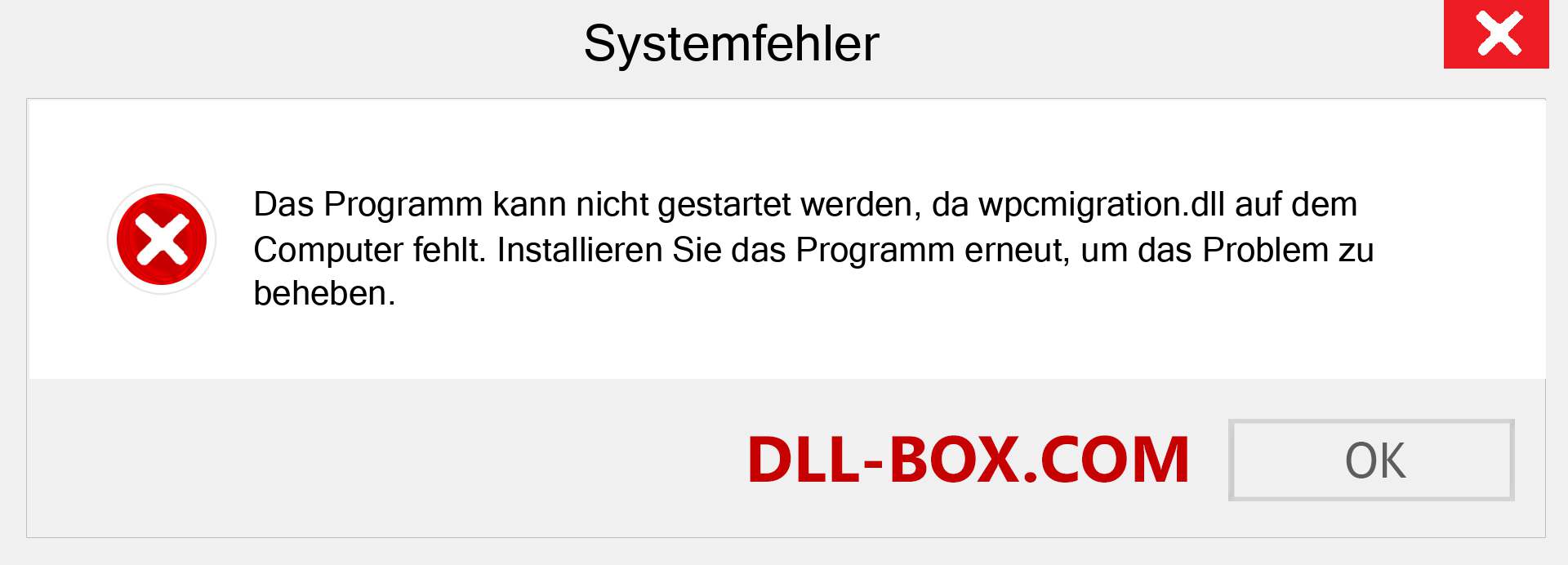 wpcmigration.dll-Datei fehlt?. Download für Windows 7, 8, 10 - Fix wpcmigration dll Missing Error unter Windows, Fotos, Bildern